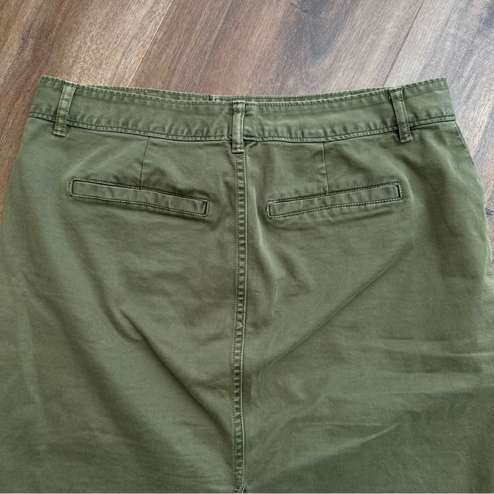 Banana Republic Utility Midi Skirt Olive Green Safari Button Front Minimalist - Picture 5 of 7